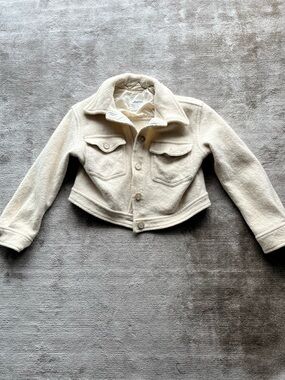 Wilfred Cream Cropped Wool Jacket Size M